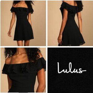 XS Win Your Heart  Ruffle Off-the-Shoulder Skater Dress